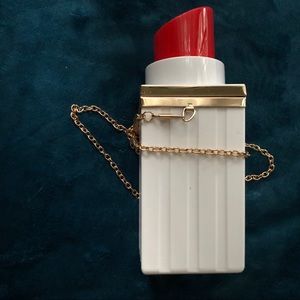 Lipstick White Acrylic Box Chain Crossbody Purse
